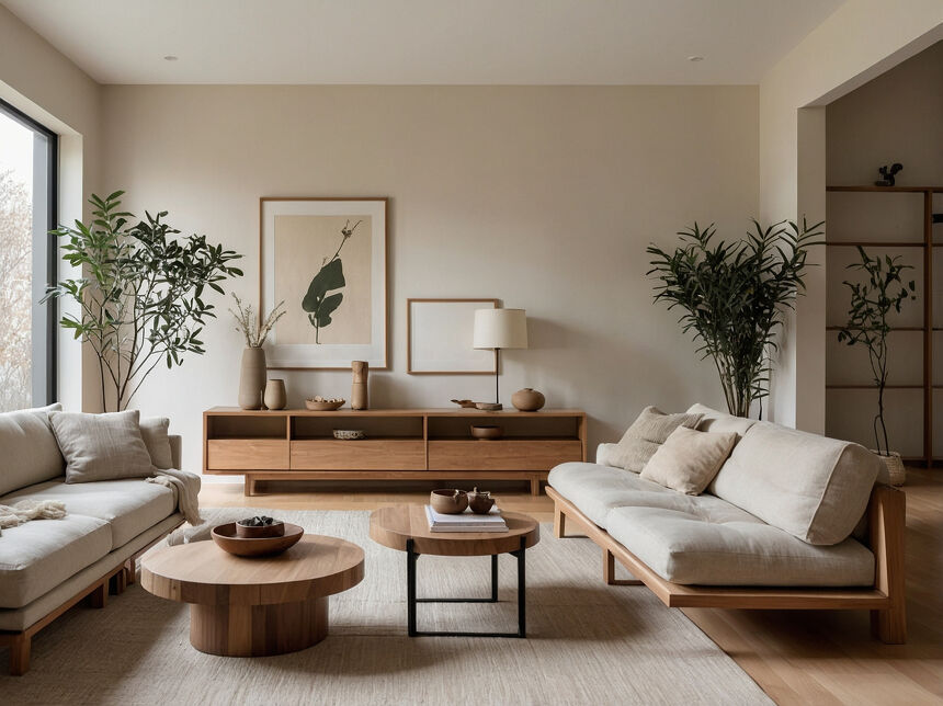 Cream and oak living room