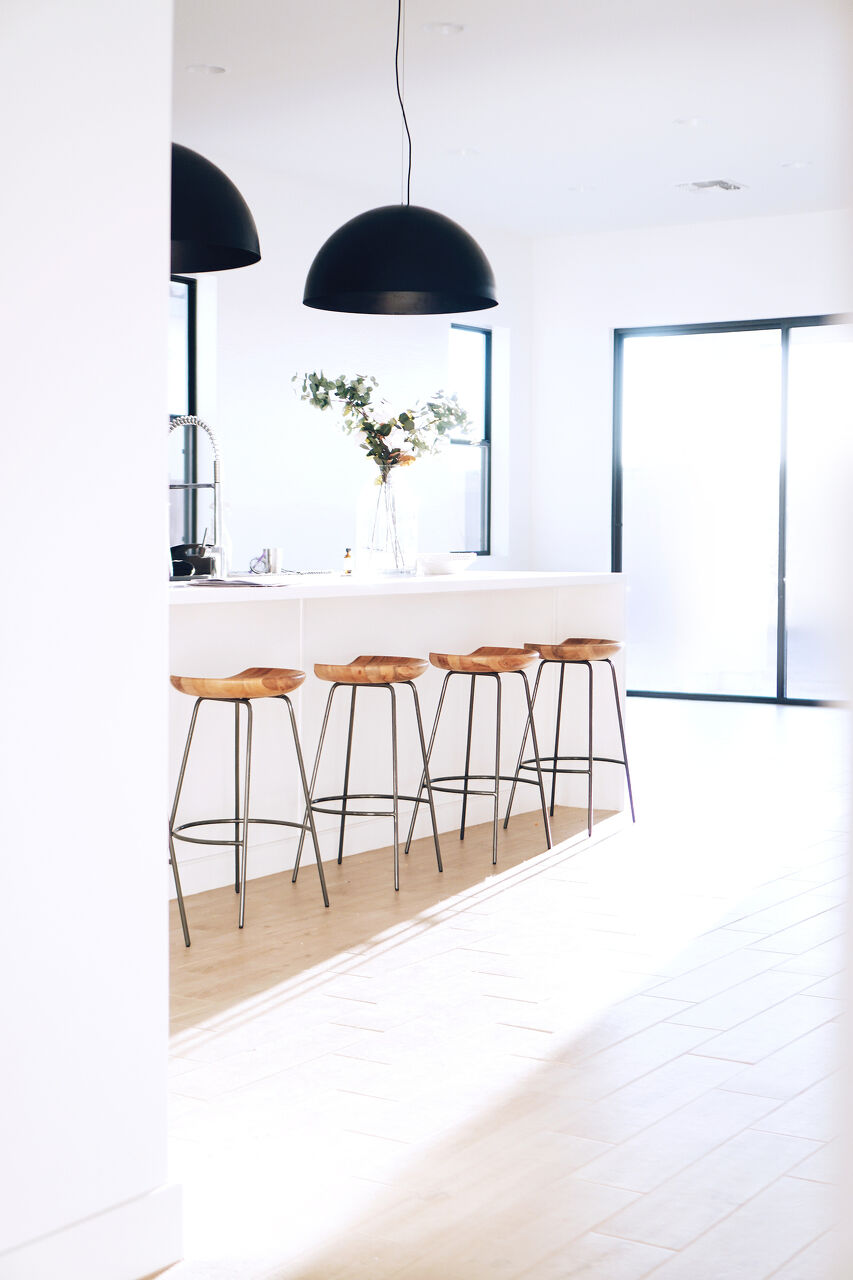 White kitchen and bar stools